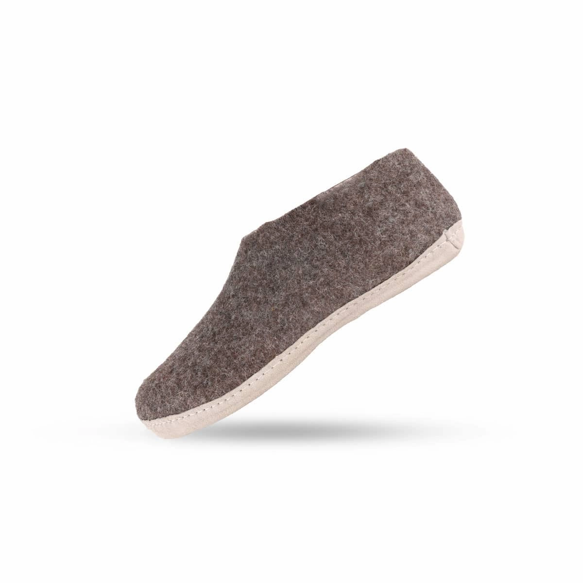 Pantoffeln Für Lose Einlagen Wollhausschuhe (100% reine Wolle) - Modell Braun mit Ledersohle