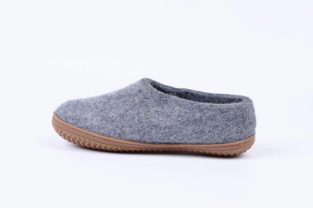 Ikea Vinter Pantoffeln Wollhausschuhe (100% reine Wolle) - Modell Denim mit Gummisohle