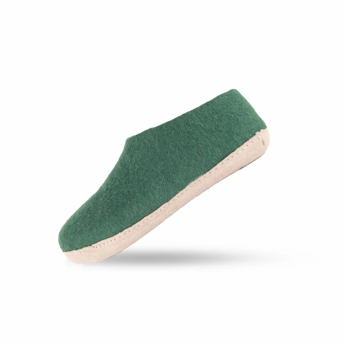 Traum Freunde Pantoffeln Pfeile Wollhausschuhe (100% reine Wolle) - Modell Grn mit Sohle aus Leder