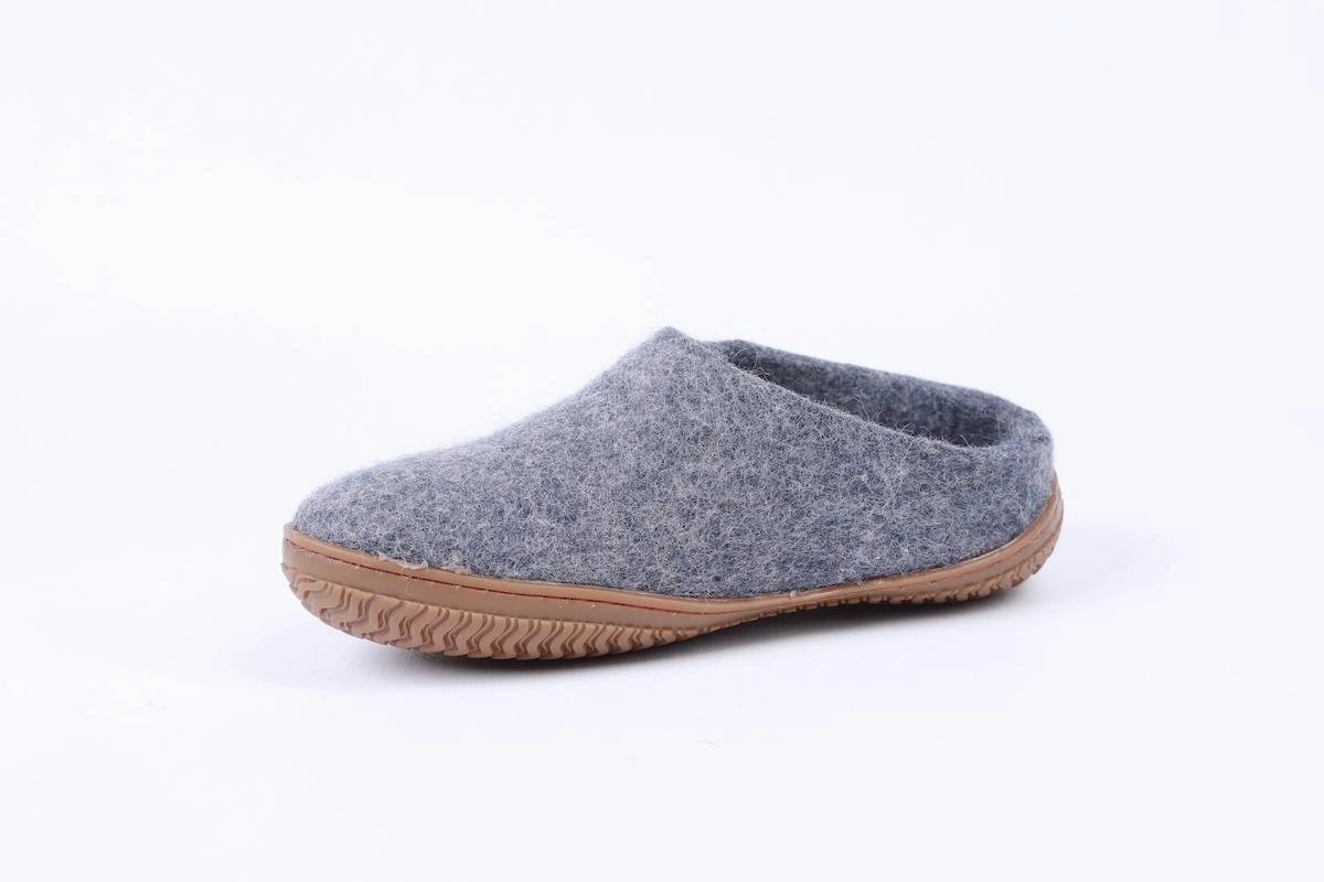 Wollpantoffel (100% reine Wolle) - Model Denim mit Gummisohle Torstrasse Pantoffeln