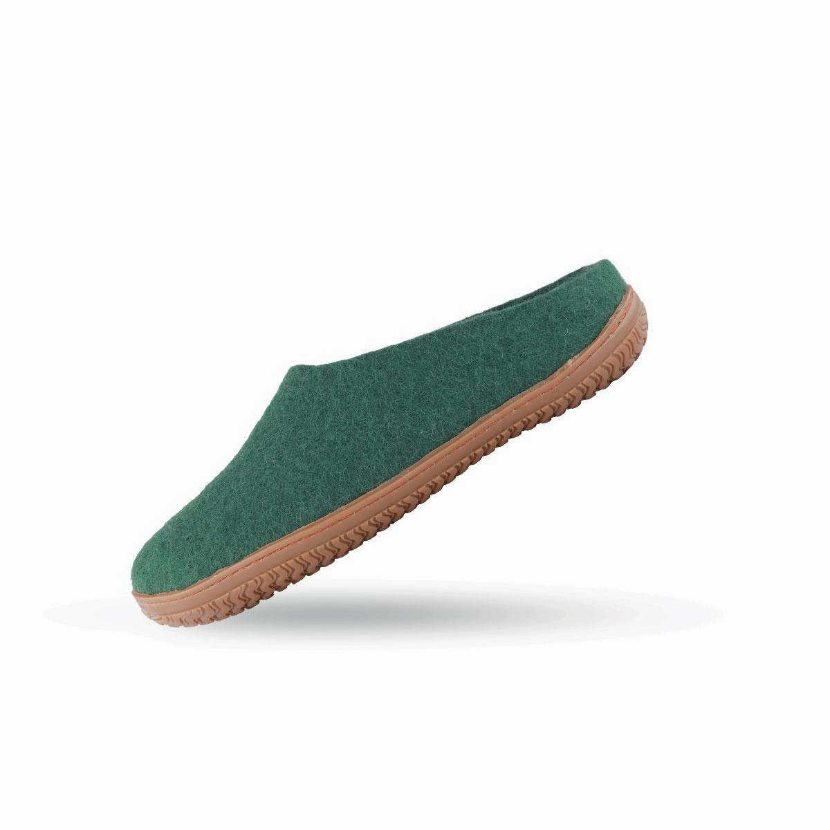 Hausschuh Pantoffeln Zicken Wollpantoffel (100% reine Wolle) - Model Grn mit Gummisohle