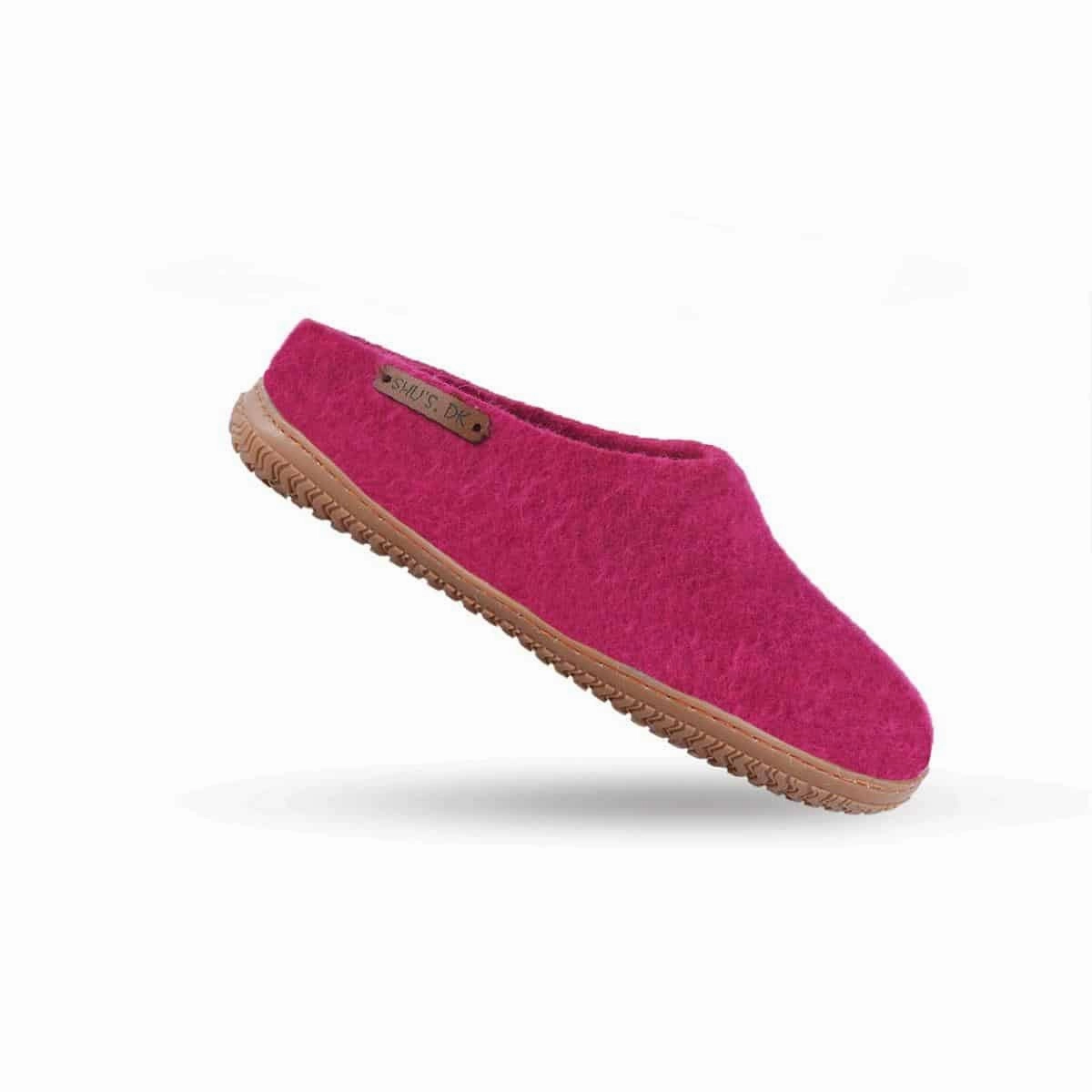 Wollpantoffel (100% reine Wolle) - Model Pink mit Gummisohle Herren Cord Pantoffeln Hausschuhe Latschen
