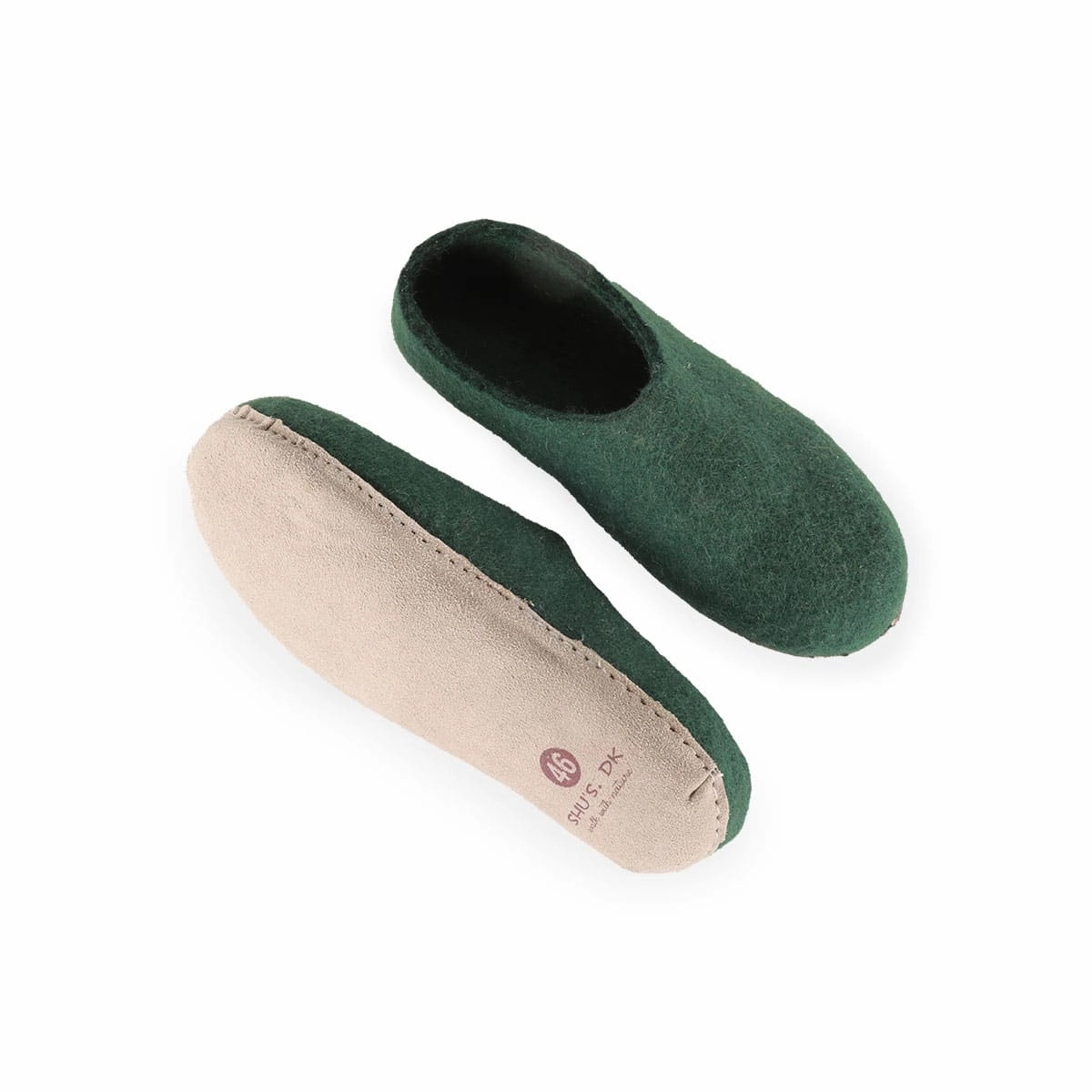 Pantoffeln Jessen Wollpantoffel (100% reine Wolle) - Modell Grn mit Ledersohle