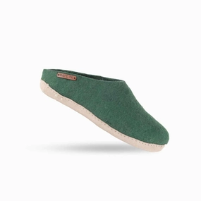 Schuhe Gefüttert Aldi Pantoffeln Wollpantoffel (100% reine Wolle) - Modell Grn mit Ledersohle