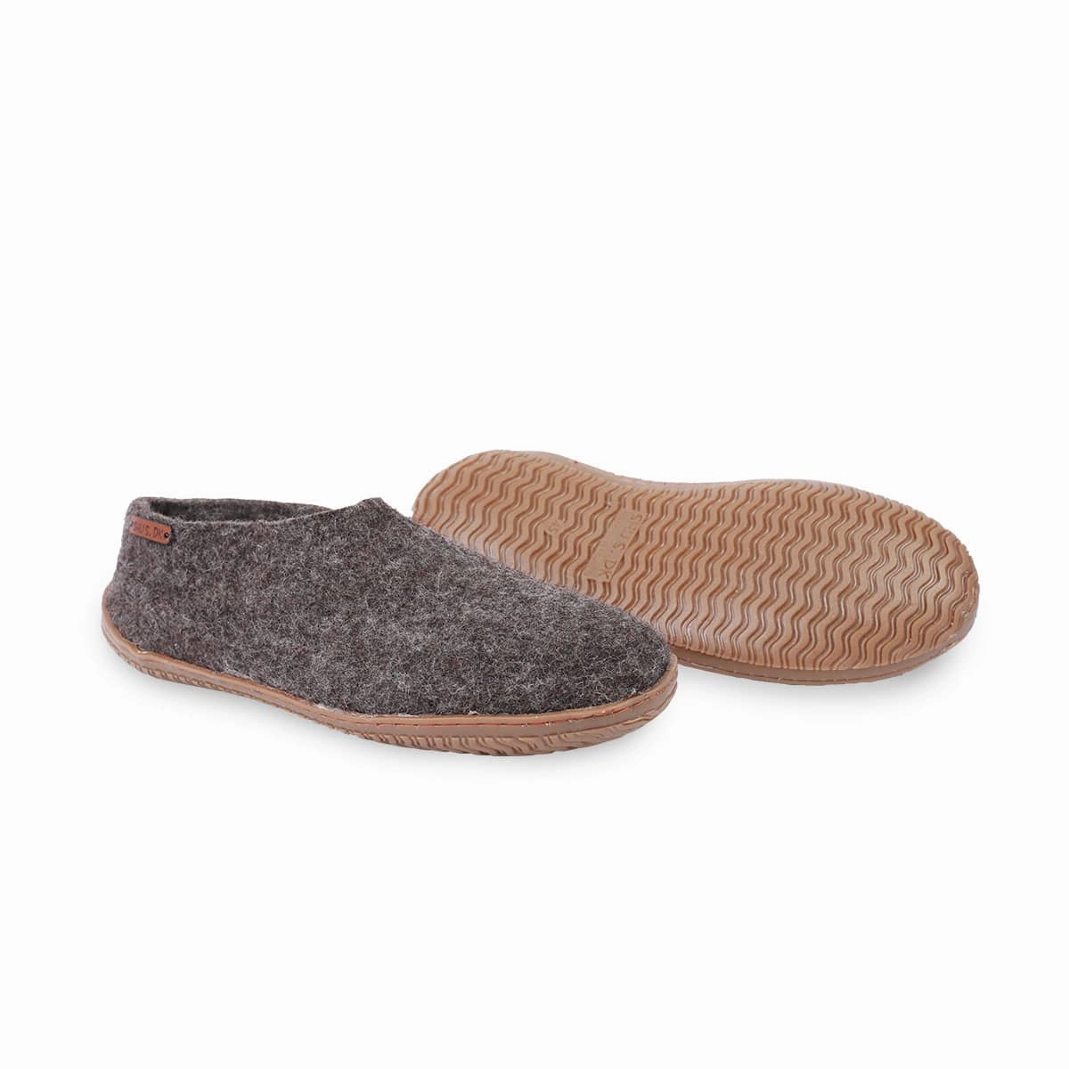 Adelheid Pantoffeln Mit Fester Sohle Wollpantoffeln (100% reine Wolle) - Modell Braun mit Gummisohle