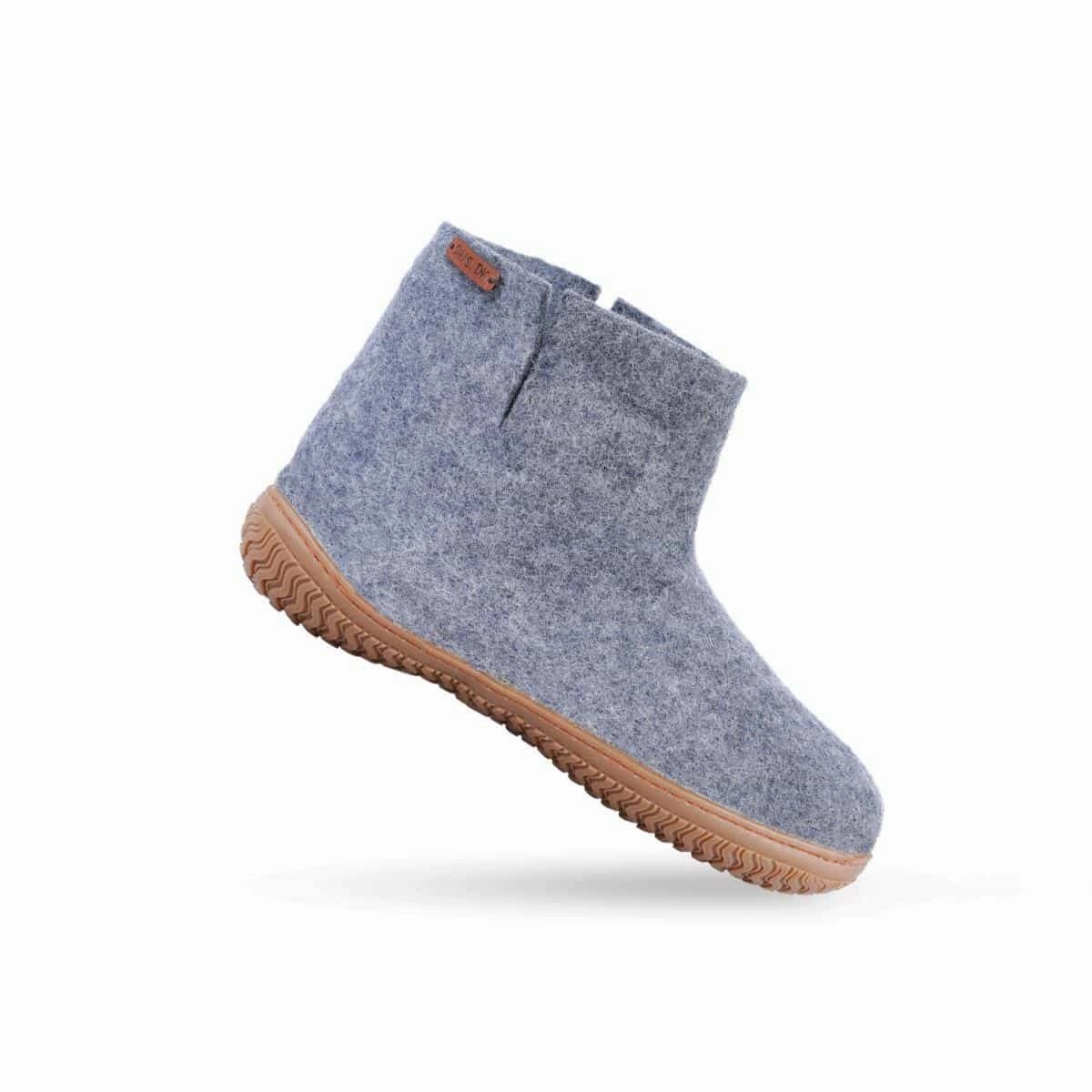 Wollstiefel (100% reine Wolle) - Modell Denim mit Gummisohle Fussball Pantoffeln