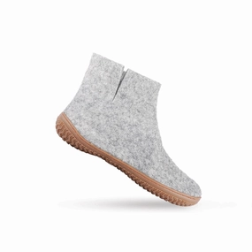 Wollstiefel (100% reine Wolle) - Modell Grau mit Gummisohle Pantoffeln Mit Futter
