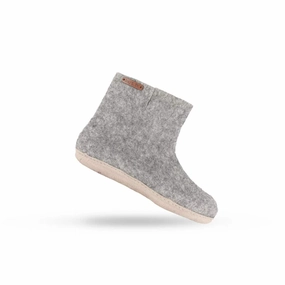 Wollstiefel (100% reine Wolle) - Modell Grau mit Ledersohle NULL  Bama Pantoffeln 35