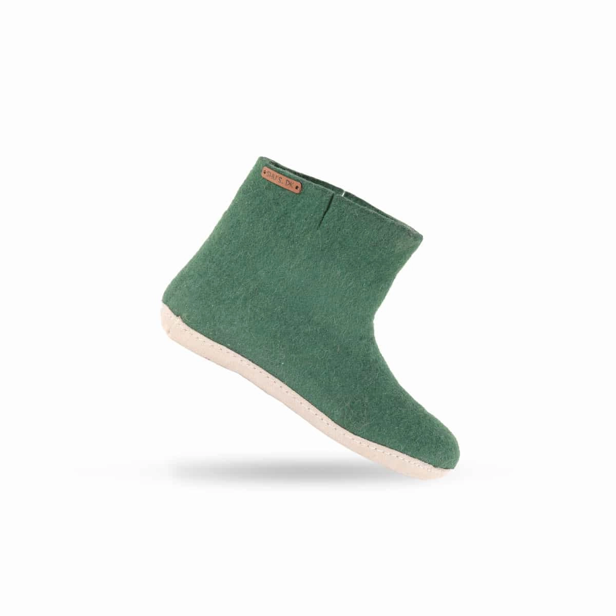 Wollstiefel (100% reine Wolle) - Modell Grn mit Ledersohle Tekko Pantoffeln