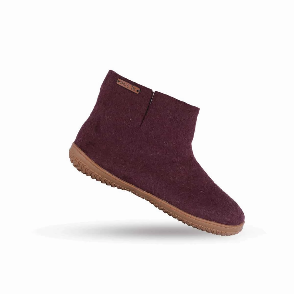 Wollstiefel (100% reine Wolle) - Modell Lila mit Gummisohle Pantoffeln Socken