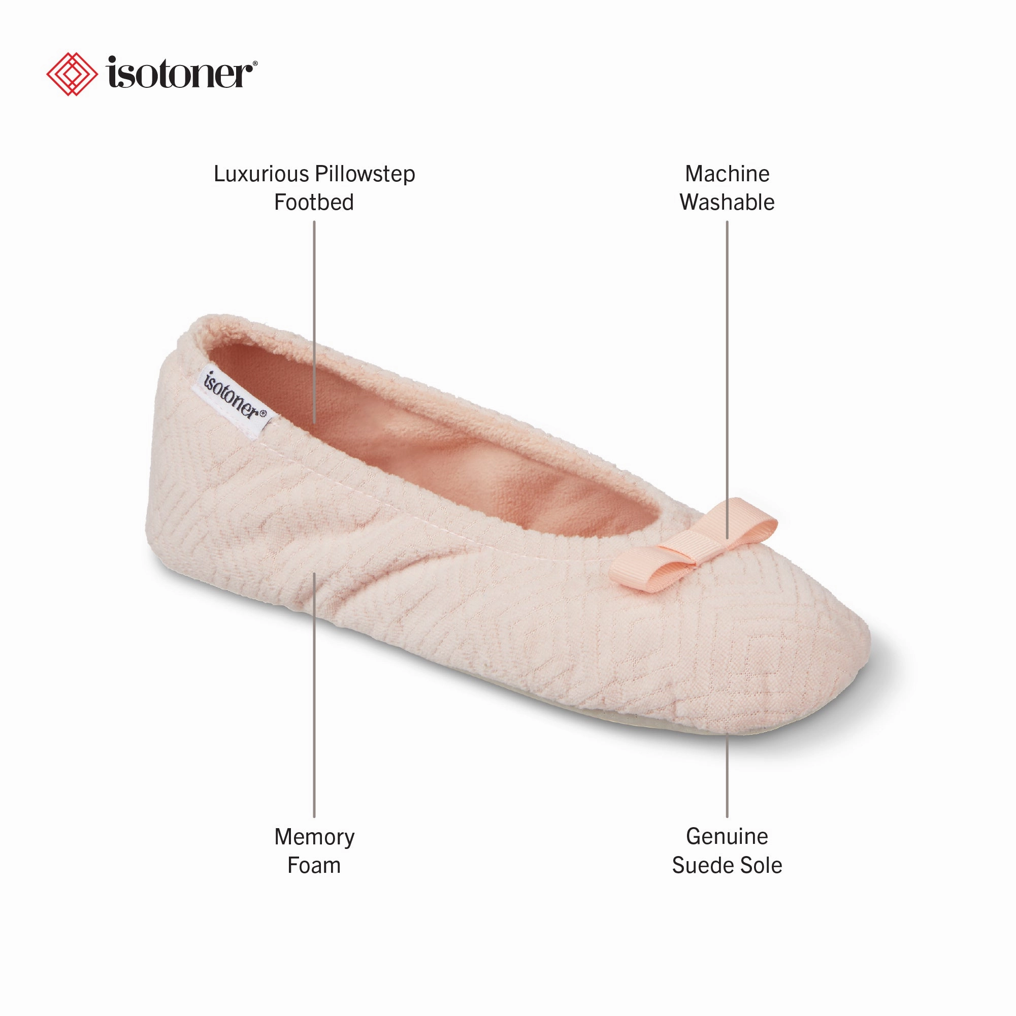 Women's Diamond Microterry Gemma Pillowstep Ballerina Slipper Pantoffeln Türkisch