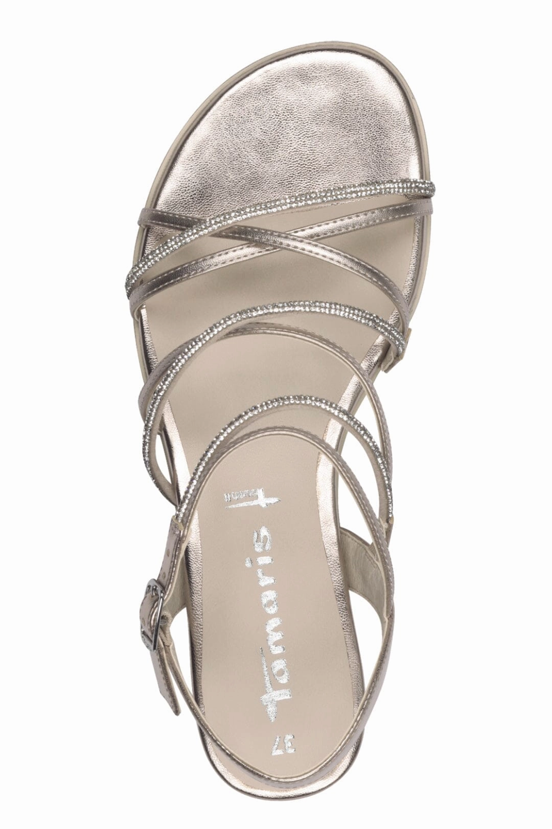 Sandalen Für Füsse Goldfarbene Braut Sandalen in Riemchenoptik  Tamaris