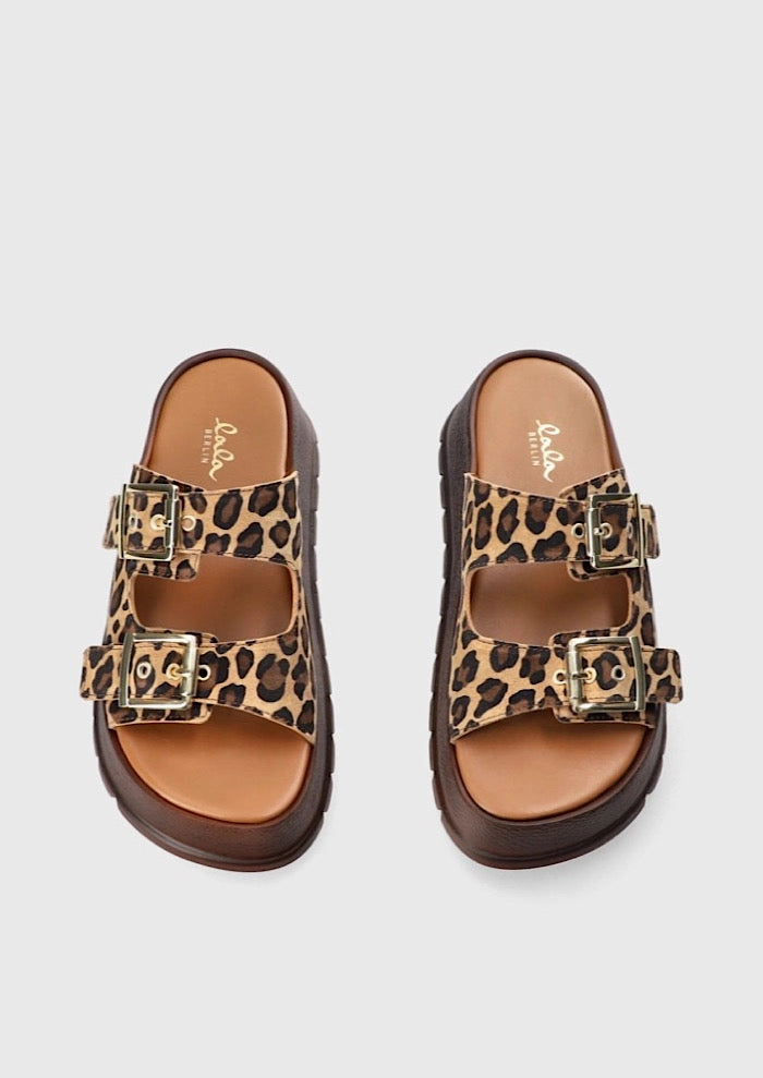 LALA BERLIN Plateau Slider Leo Pantoffeln Esd